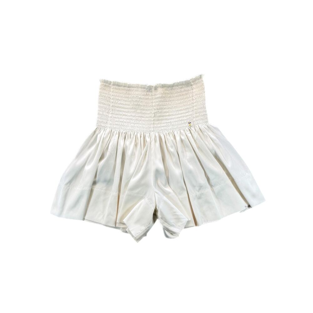 Natural Life White Smocked Pull On Feminine Satin Gameday Hippiecore Cute Shorts